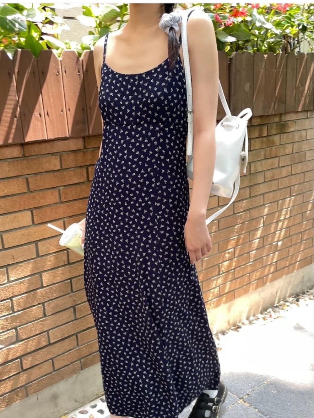 Brandy Melville Navy Floral Midi Dress